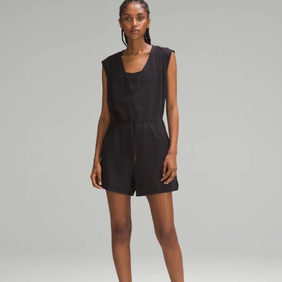 Lululemon Black French Terry V-Neck Romper - Picture 1 of 6